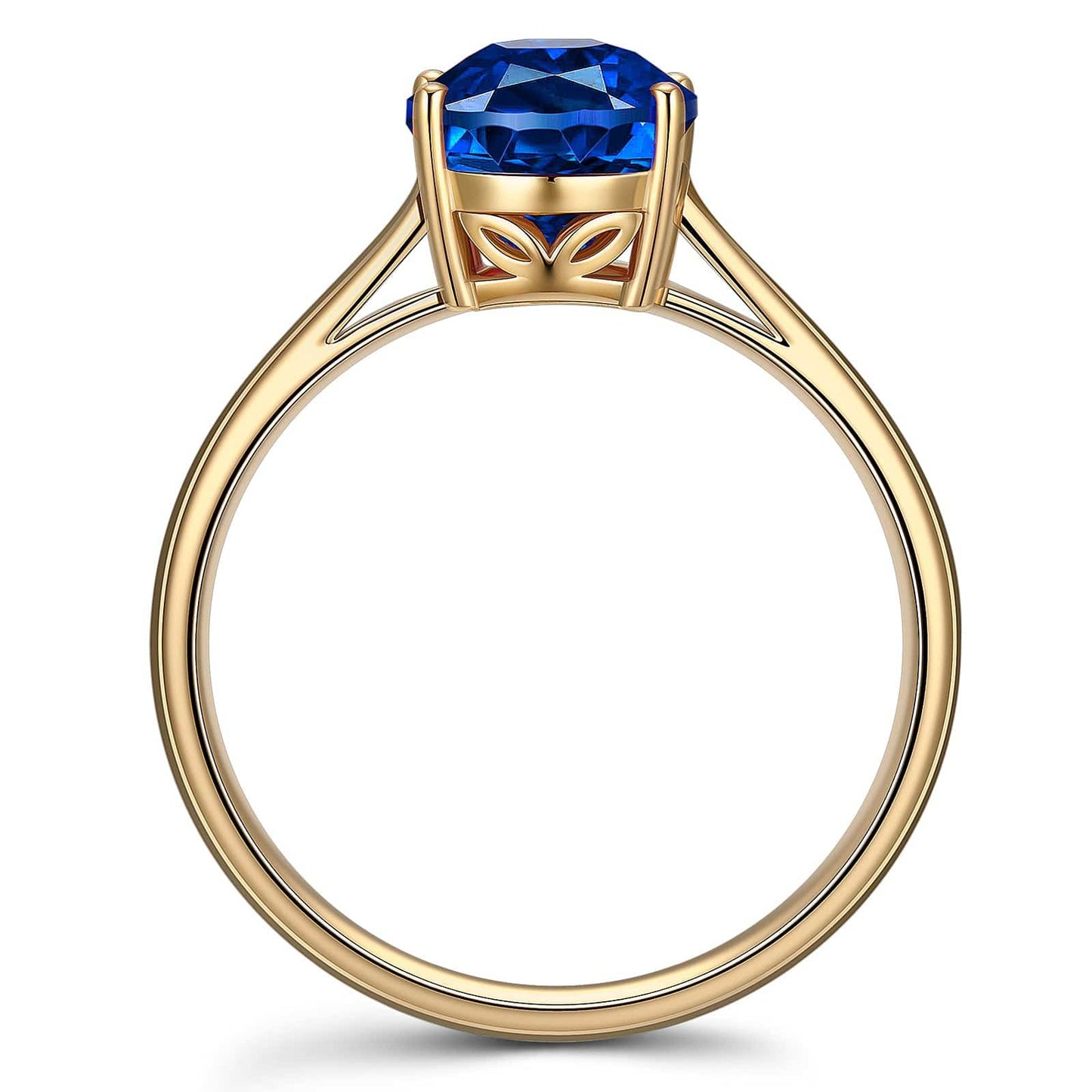 Oval Brilliant Cut Royal Blue Hue Lab-Certified Blue Sapphire - Solitaire Classic Engagement Ring 14K Yellow Gold Plated (Includes GRC Certification from Gemstone Research Center)