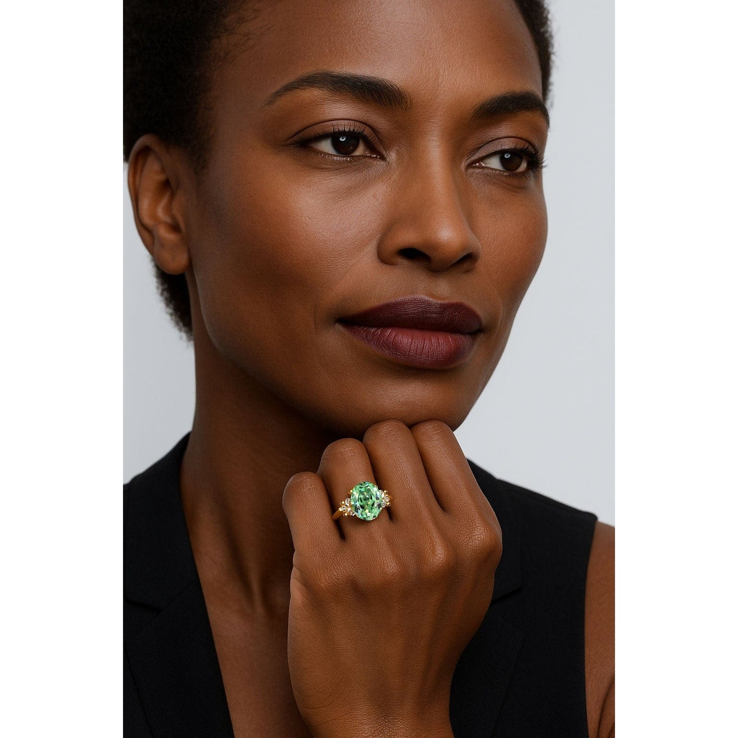 Oval Brilliant Cut Fancy Vivid Lagoon Mint Hue Lab-Certified Teal & Green Sapphire - Pave Classic Engagement Ring 14K Yellow Gold Plated (Includes GRC Certification from Gemstone Research Center)