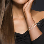 Sterling Silver 4mm Zirconia Classic Tennis Bracelet with Extender Chain In 14K Gold Plated