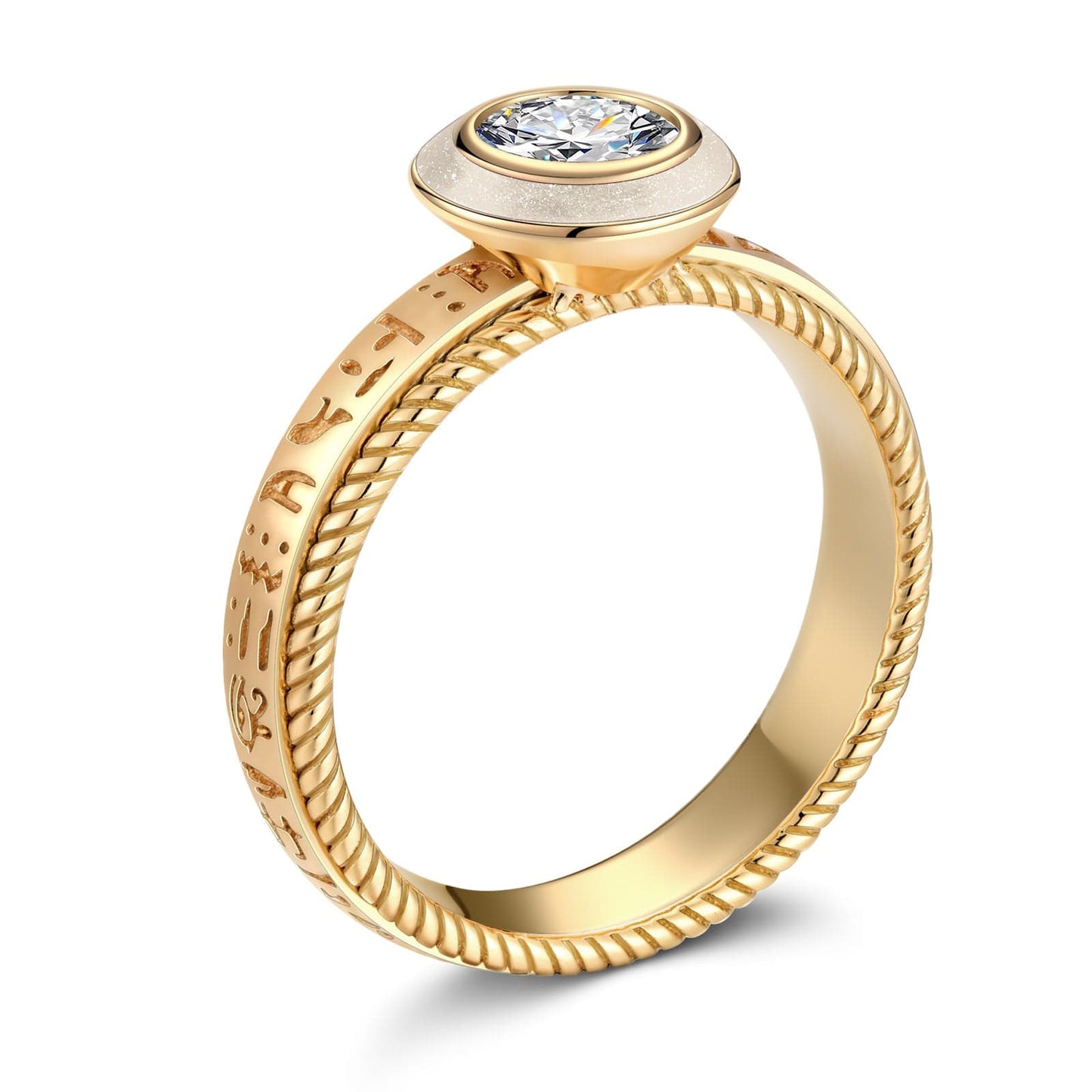 IGI Certified Lab-Grown Round Brilliant Cut Diamond - Solitaire Classic Engagement Ring 14K Yellow Gold Plated (Includes IGI Certification from International Gemological Institute)