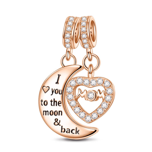 gona- Moon and Star Tarnish-resistant Silver Dangle Charms In Rose Gold Plated