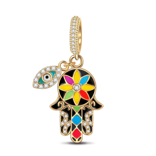 gona- Colorful Evil Eye Tarnish-resistant Silver Dangle Charms With Enamel In 14K Gold Plated