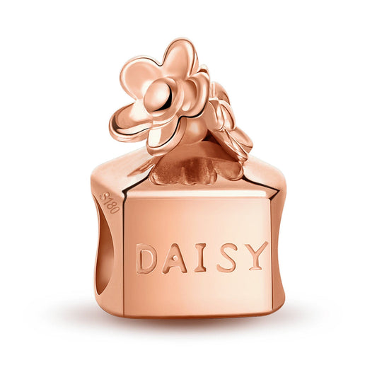 gona- Daisy Perfume Tarnish-resistant Silver Charms In Rose Gold Plated