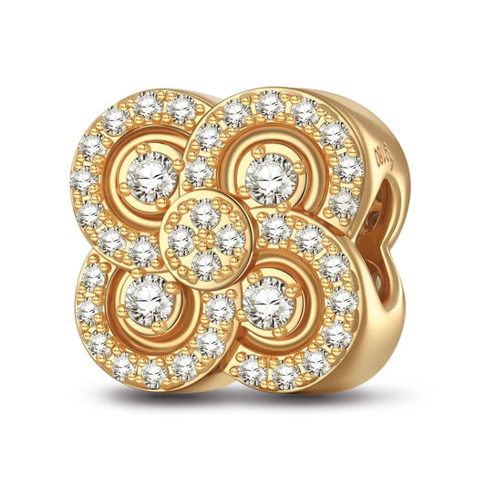 gona- Golden Lucky Clover Tarnish-resistant Silver Charms With Enamel In 14K Gold Plated