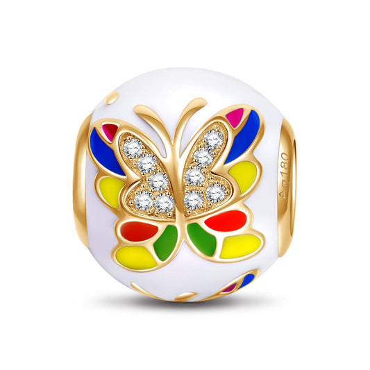 gona- Colorful Butterfly Tarnish-resistant Silver Charms With Enamel In 14K Gold Plated