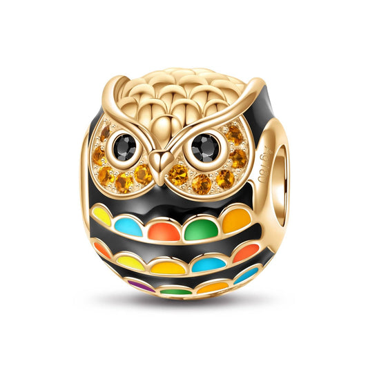 gona- Colorful Owl Tarnish-resistant Silver Charms With Enamel In 14K Gold Plated
