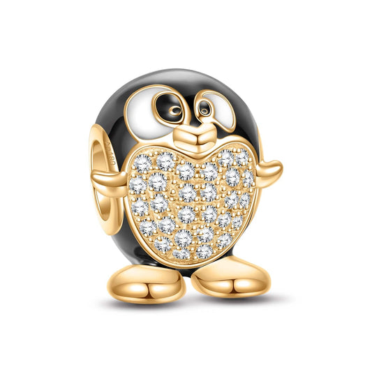 gona- Cute PenguIn Tarnish-resistant Silver Charms With Enamel In 14K Gold Plated