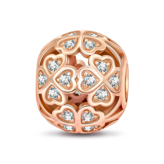 gona- Lucky Clover Tarnish-resistant Silver Charms In Rose Gold Plated