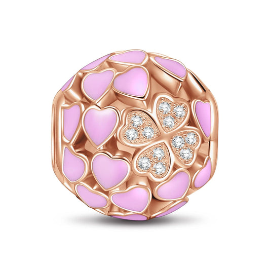 gona- Pink Love Tarnish-resistant Silver Charms With Enamel In Rose Gold Plated