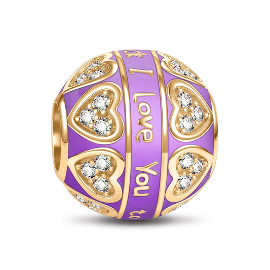 gona- Purple I Love You Tarnish-resistant Silver Charms With Enamel In 14K Gold Plated