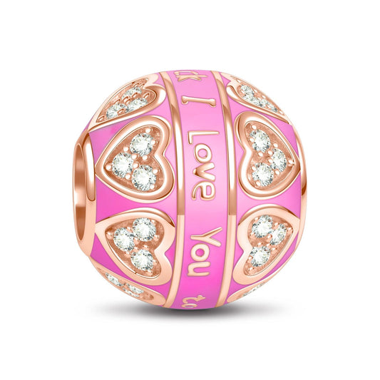 gona- Pink I Love You Tarnish-resistant Silver Charms With Enamel In Rose Gold Plated