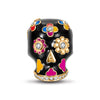 Skull and Rose Tarnish-resistant Silver Charms With Enamel In 14K Gold Plated