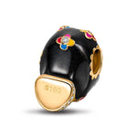 Skull and Rose Tarnish-resistant Silver Charms With Enamel In 14K Gold Plated
