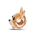 Yellow Cute Corgi Tarnish-resistant Silver Dangle Charms With Enamel In Rose Gold Plated