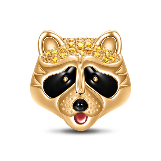 gona- Little Raccoon Tarnish-resistant Silver Charms With Enamel In 14K Gold Plated