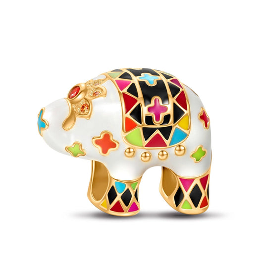 gona- Colorful Cute Elephant Tarnish-resistant Silver Charms With Enamel In 14K Gold Plated