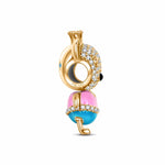 Princess Bear Tarnish-resistant Silver Dangle Charms With Enamel In 14K Gold Plated