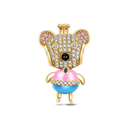 gona- Princess Bear Tarnish-resistant Silver Dangle Charms With Enamel In 14K Gold Plated
