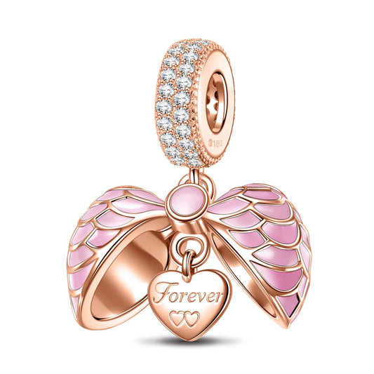 gona- Pink Surprising Love Tarnish-resistant Silver Dangle Charms With Enamel In Rose Gold Plated
