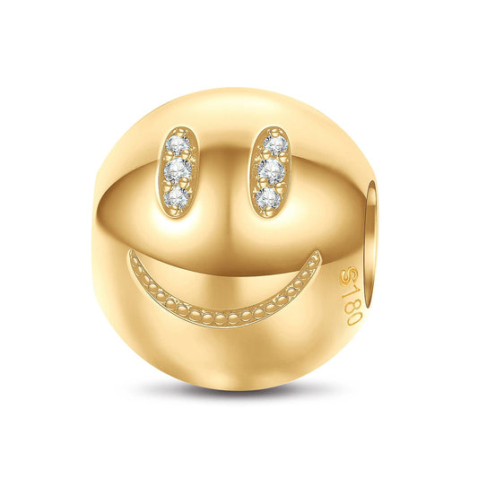 gona- Slightly Smiling Emoji Tarnish-resistant Silver Charms In 14K Gold Plated