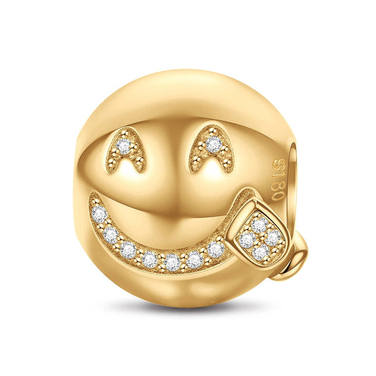 gona- Yummy face Emoji Tarnish-resistant Silver Charms In 14K Gold Plated