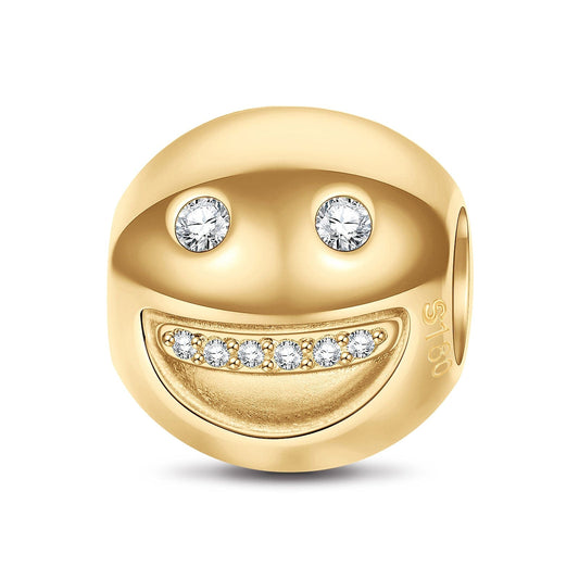 gona- Smileing Emoji Tarnish-resistant Silver Charms In 14K Gold Plated