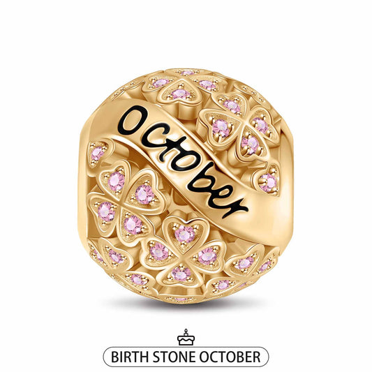 gona- October Birthstone Tarnish-resistant Silver Charms With Enamel In 14K Gold Plated