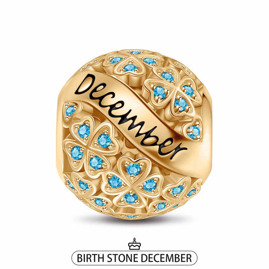 gona- December Birthstone Tarnish-resistant Silver Charms With Enamel In 14K Gold Plated