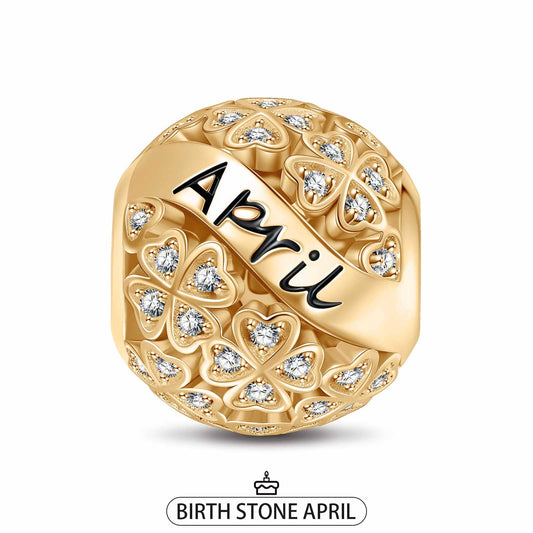 gona- April Birthstone Tarnish-resistant Silver Charms With Enamel In 14K Gold Plated
