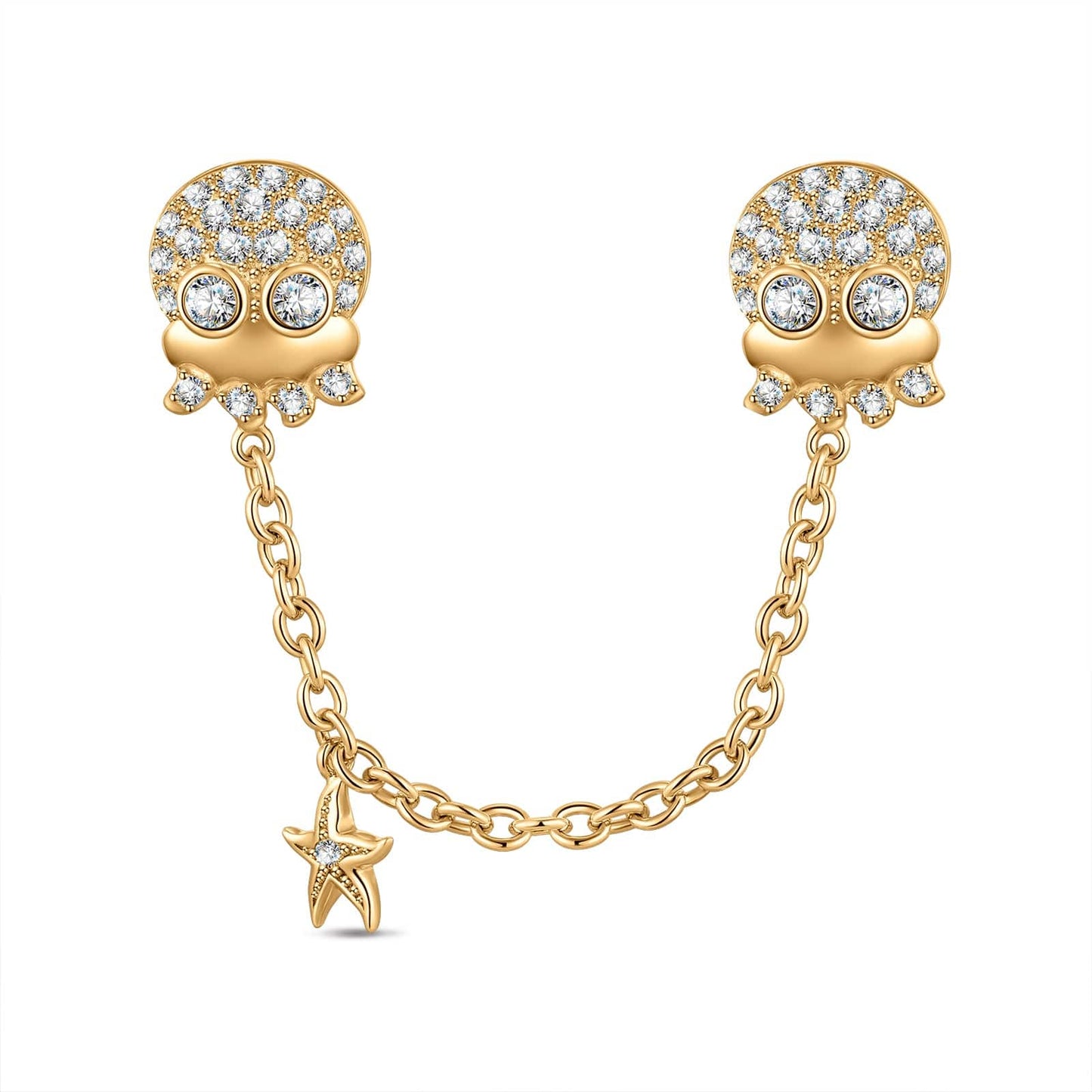 Sparkling Octopus Tarnish-resistant Silver Safety Chain In 14K Gold Plated