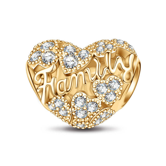 gona- Family Tarnish-resistant Silver Heart Charms In 14K Gold Plated