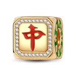 Lucky Mahjong Tarnish-resistant Silver Charms With Enamel In 14K Gold Plated
