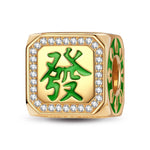 Lucky Mahjong Tarnish-resistant Silver Charms With Enamel In 14K Gold Plated