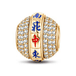 Lucky Mahjong Tarnish-resistant Silver Charms With Enamel In 14K Gold Plated