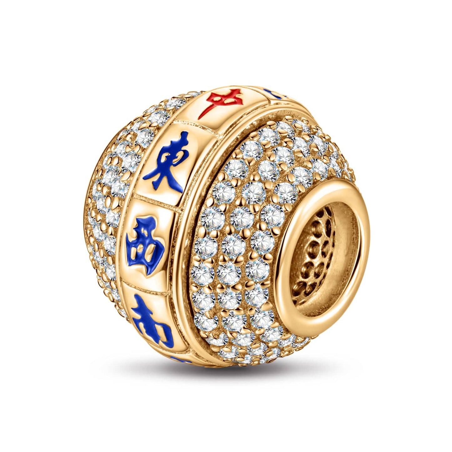 Lucky Mahjong Tarnish-resistant Silver Charms With Enamel In 14K Gold Plated