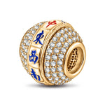 Lucky Mahjong Tarnish-resistant Silver Charms With Enamel In 14K Gold Plated