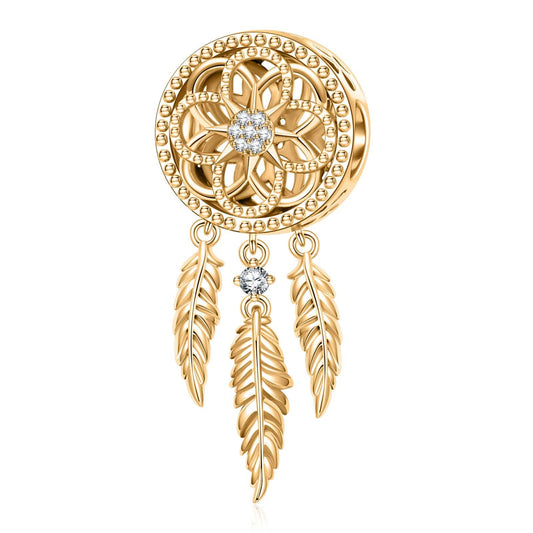 gona- Dream Catcher Tarnish-resistant Silver Dangle Charms In 14K Gold Plated