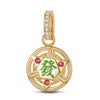 Lucky Mahjong Tarnish-resistant Silver Dangle Charms With Enamel In 14K Gold Plated