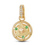 Lucky Mahjong Tarnish-resistant Silver Dangle Charms With Enamel In 14K Gold Plated