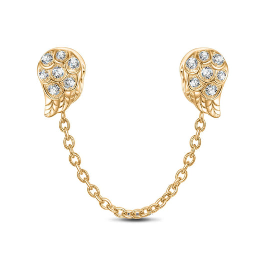 gona- Angel Wings Tarnish-resistant Silver Charms Safety Chain In 14K Gold Plated