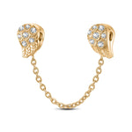 Angel Wings Tarnish-resistant Silver Charms Safety Chain In 14K Gold Plated