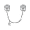 Sterling Silver Sparkling Octopus Safety Chain In White Gold Plated