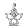 Sterling Silver Little Angel Dangle Charms In White Gold Plated