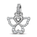 Sterling Silver Little Angel Dangle Charms In White Gold Plated