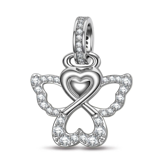 gona- Sterling Silver Little Angel Dangle Charms In White Gold Plated