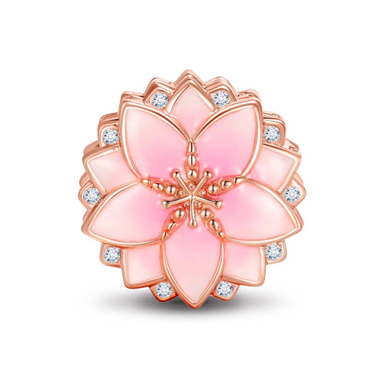 gona- Sterling Silver Pink Cherry Charms With Enamel In Rose Gold Plated