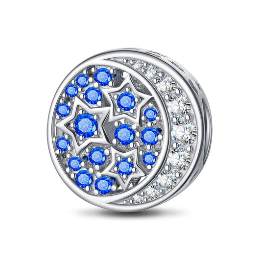 gona- Sterling Silver Golden Moon And Star Charms In White Gold Plated