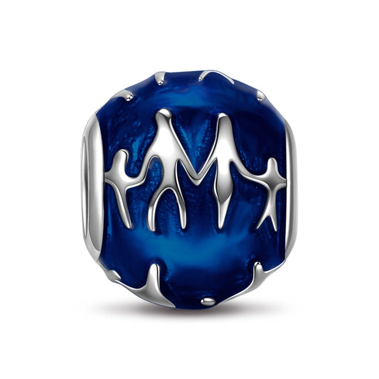 gona- Sterling Silver Happy Family Charms With Enamel In White Gold Plated