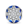 Sterling Silver Sparkling Star Charms With Enamel In White Gold Plated