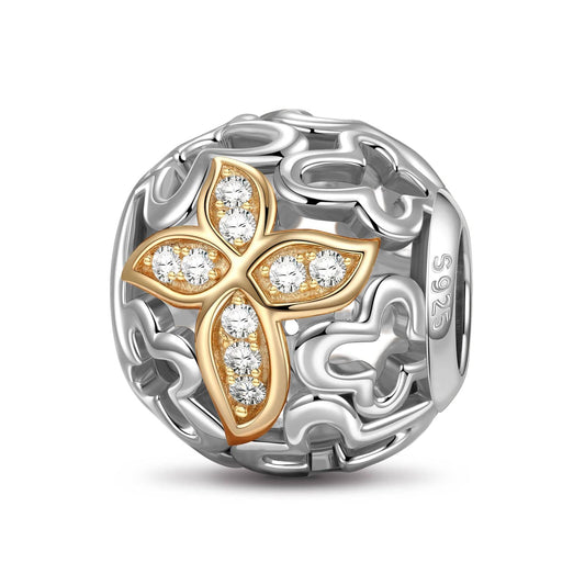 gona- Sterling Silver Dancing Butterfly Charms In White Gold Plated